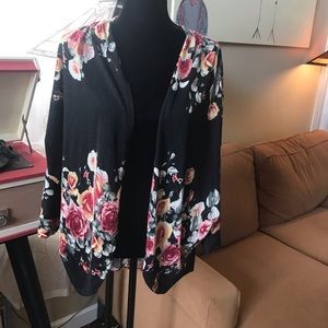 Mauve Cardigan Floral Print Sweater
